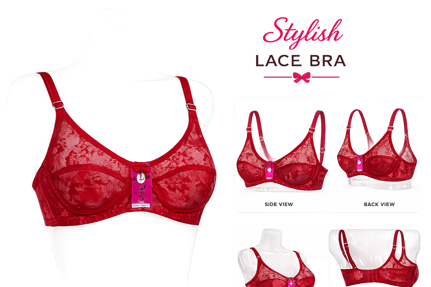 Stylish Women's Premium Lace Bra – Soft Full Coverage Support Bra
