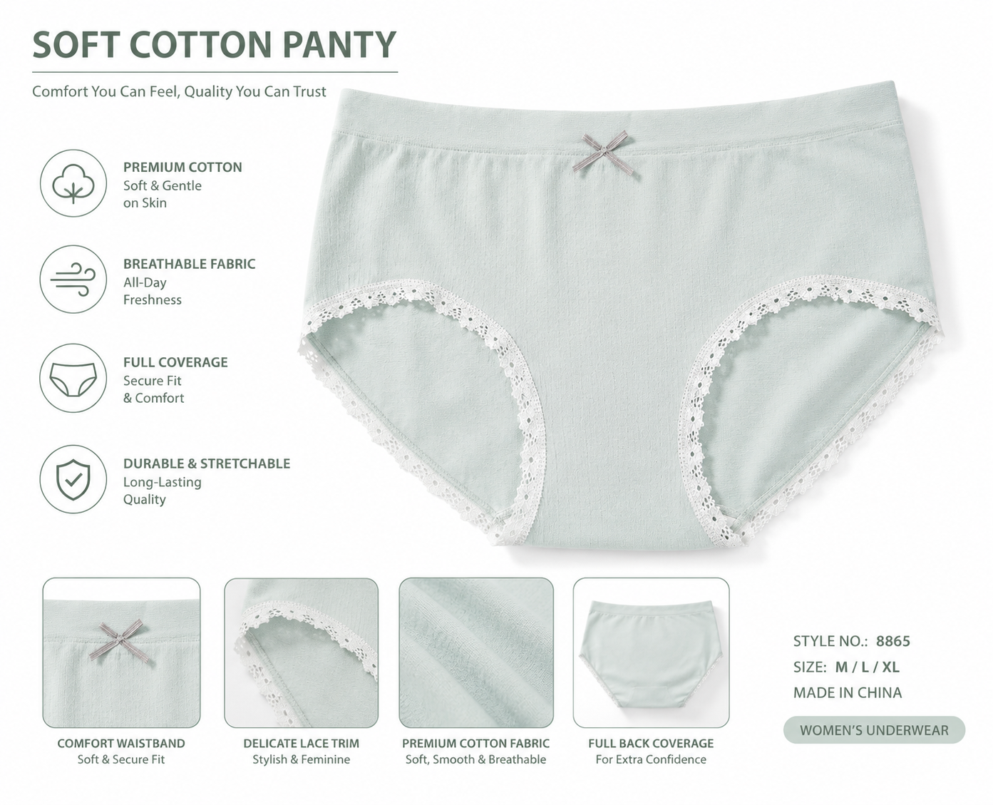 Women's Soft Cotton Panty | Full Coverage Breathable Underwear | Comfortable Everyday Briefs