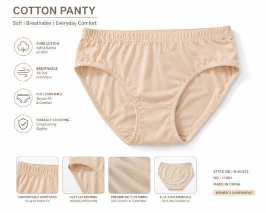 Women's Pure Cotton Panty | Soft Breathable Full Coverage Briefs | Everyday Comfort Underwear