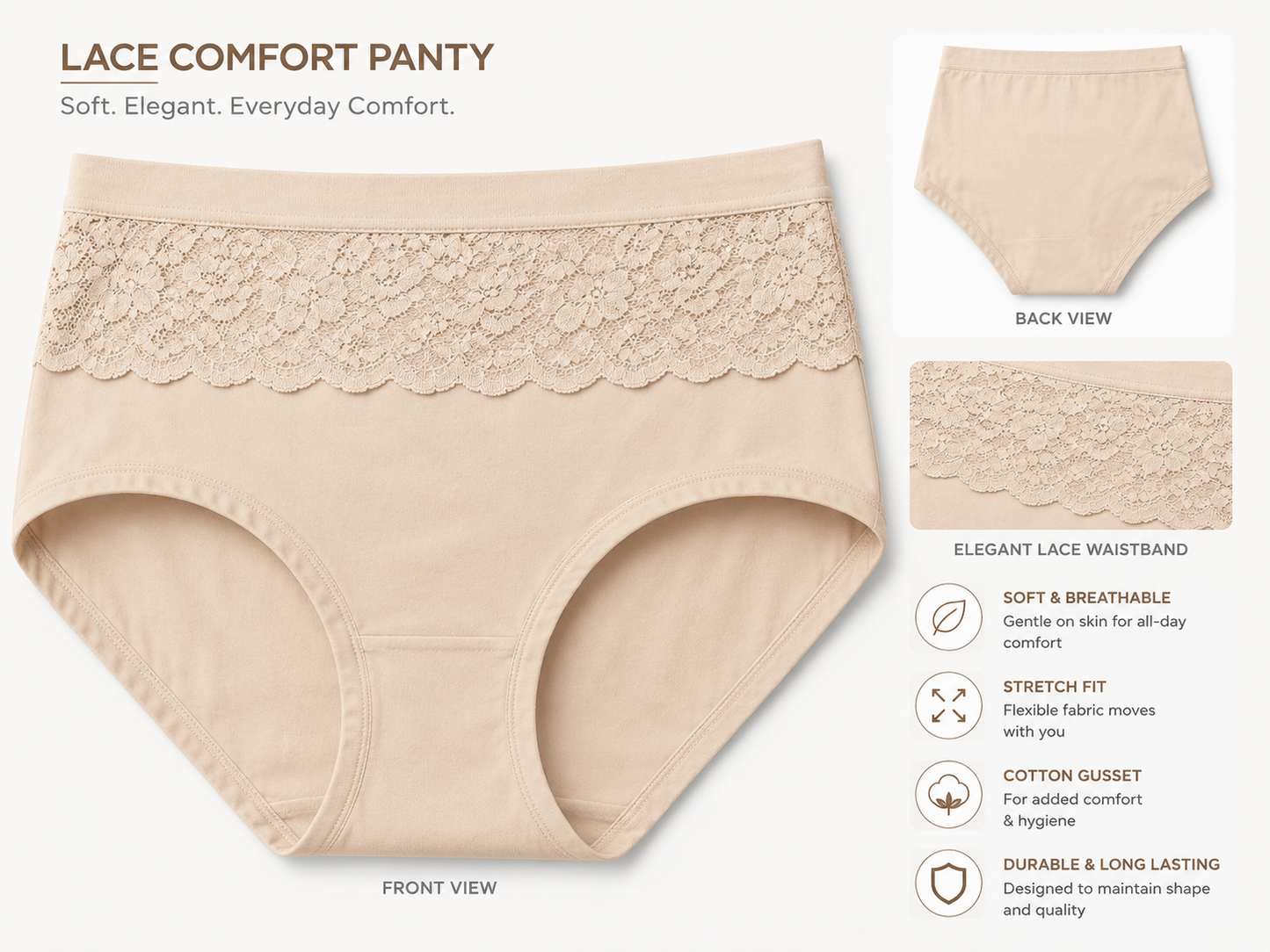 Women's Classic Cotton Brief Panty | Breathable Full Coverage Underwear for Daily Comfort
