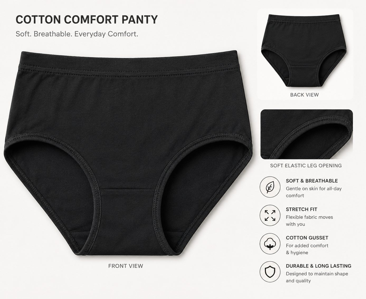 Women's Comfort Fit Cotton Panty | Breathable Everyday Briefs | Soft Full Coverage Underwear