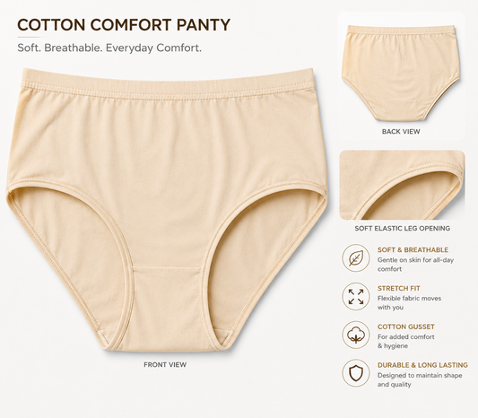 Women's Essential Cotton Underwear | Soft Breathable Brief Panty | Daily Comfort Collection
