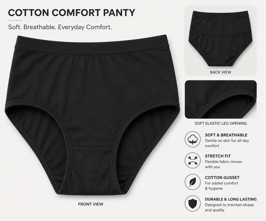Women's Daily Wear Cotton Panty | Classic Comfort Briefs | Soft & Breathable Underwear