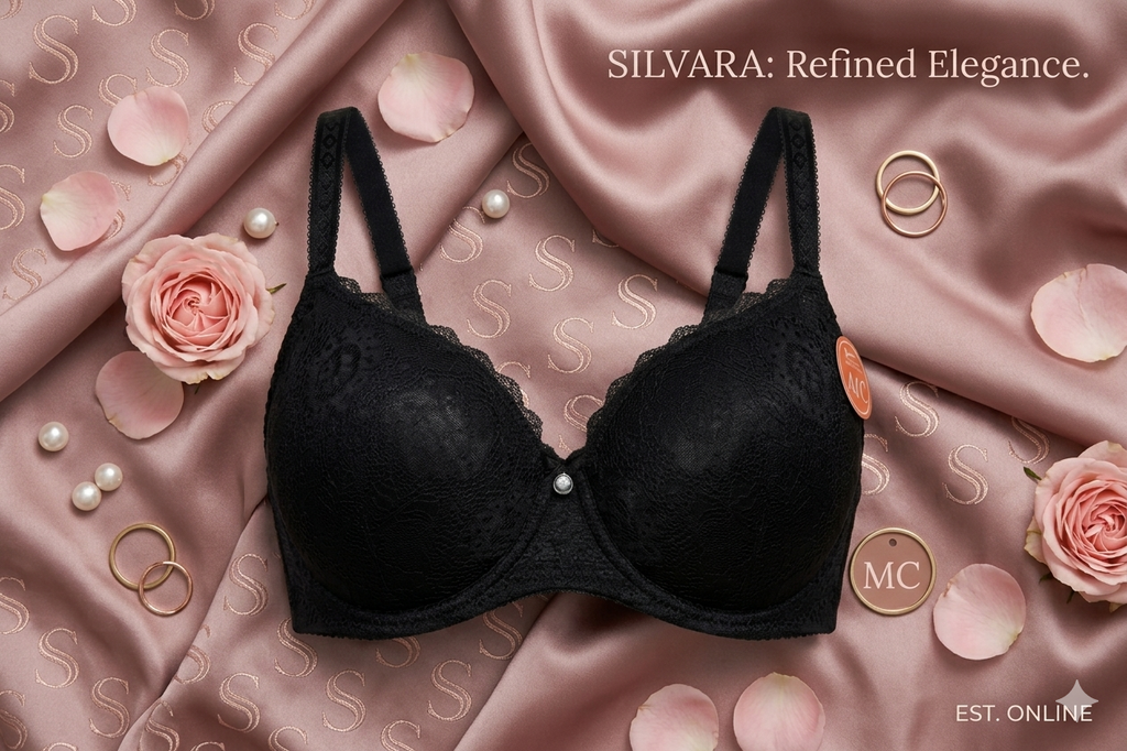 Premium Black Lace Pushup Bra for Women - C Cup, Underwire Support for Enhanced Cleavage, Elegant & Comfortable Lingerie