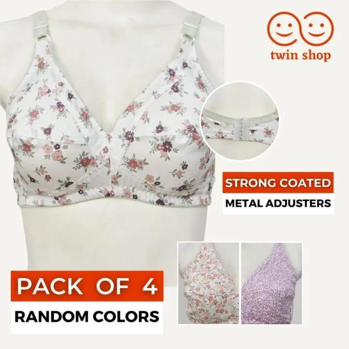 Women’s Cotton Printed Bras (Non-Padded) – Set of 4