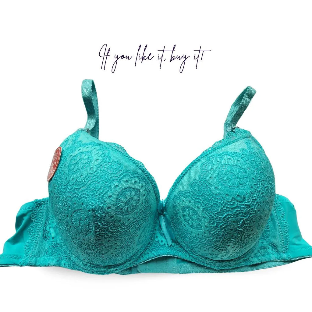 Green Lace Push-Up Bra for Women (C Cup Size)