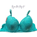 Green Lace Push-Up Bra for Women (C Cup Size)