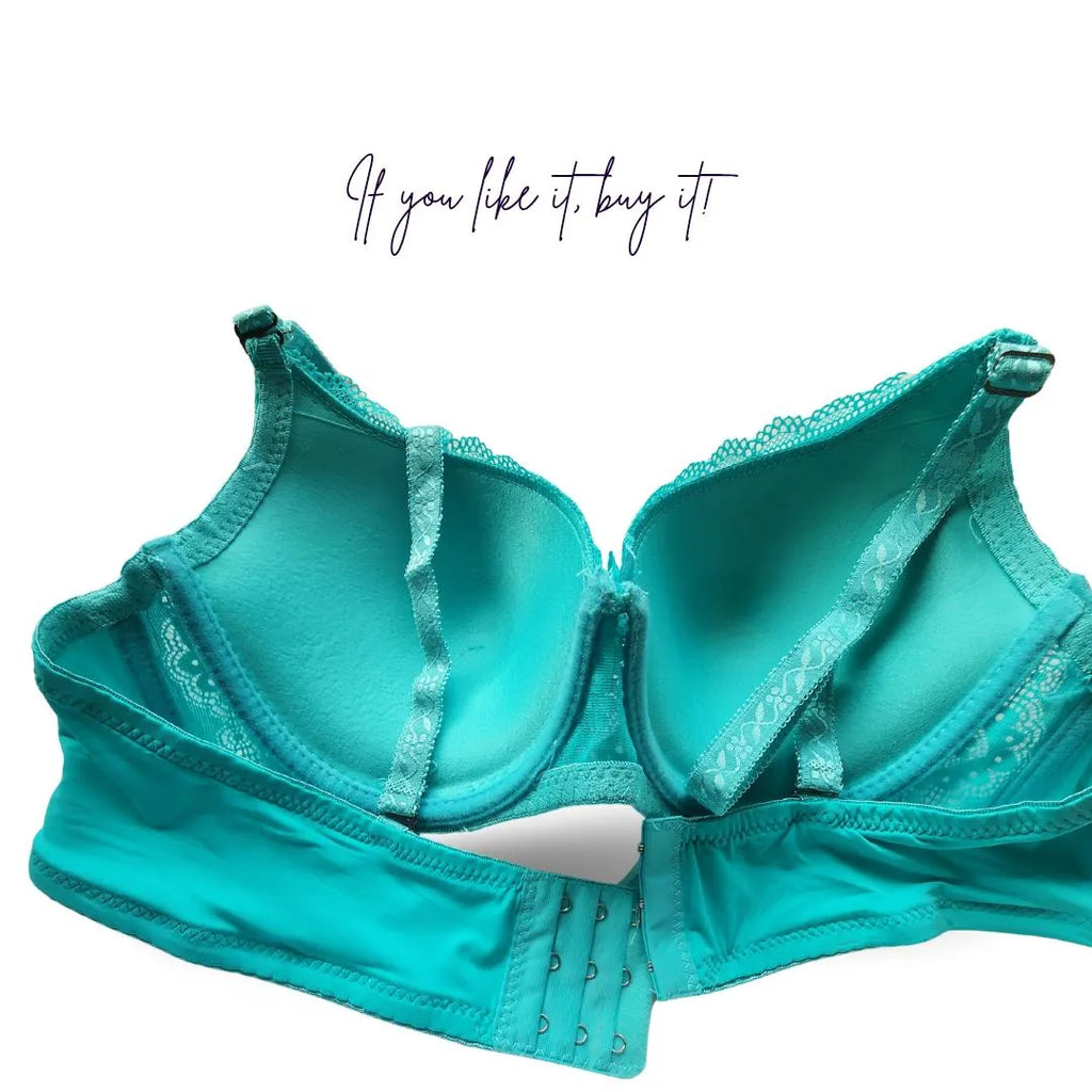 Green Lace Push-Up Bra for Women (C Cup Size)