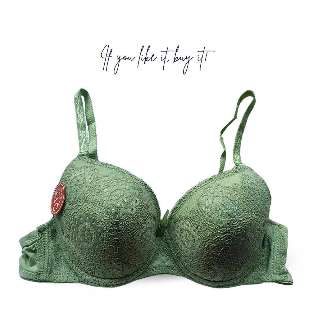 Green Lace Push-Up Bra for Women (C Cup Size)