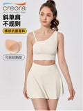 Women’s Oblique Shoulder Yoga Bra with Removable Pads – Comfortable Sports Bra for Gym & Fitness