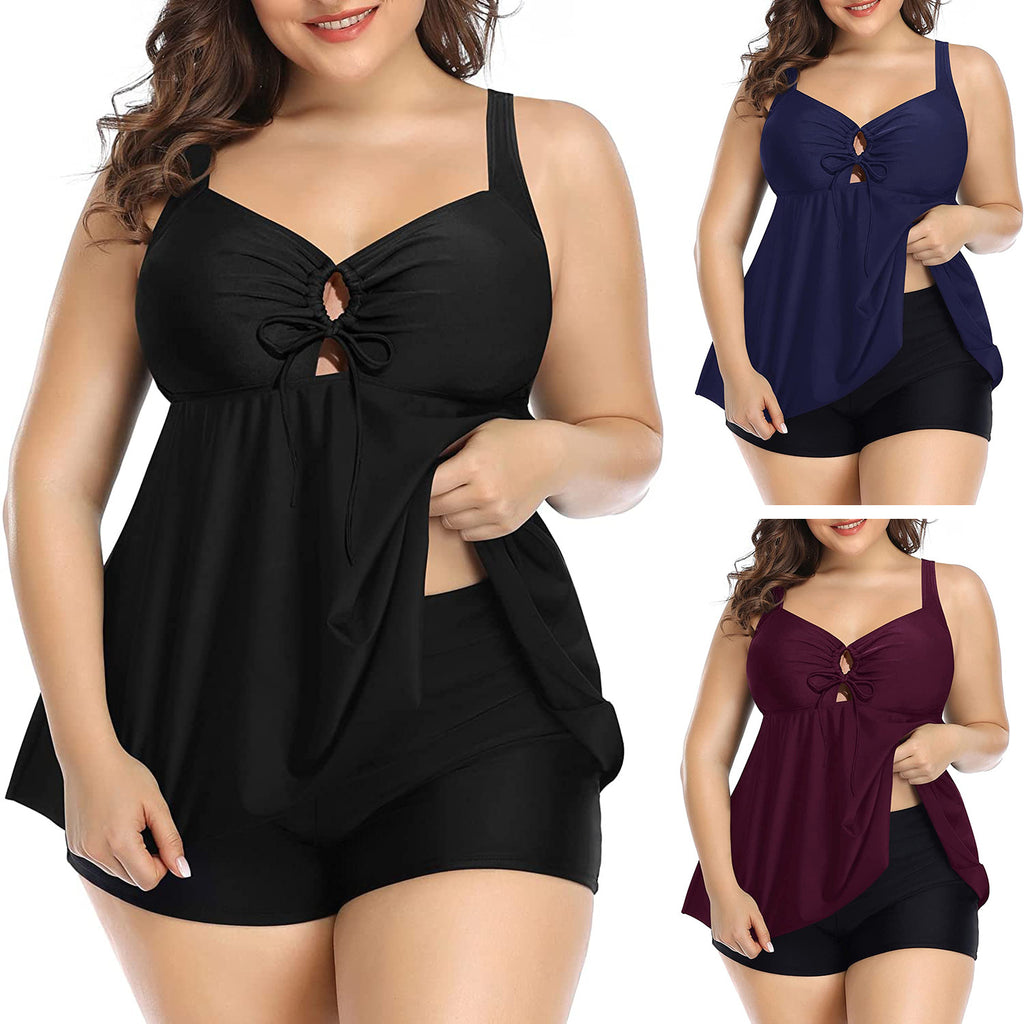 Plus Size Women Tummy Control Swimsuit Wine Red – Slimming One Piece Swimwear