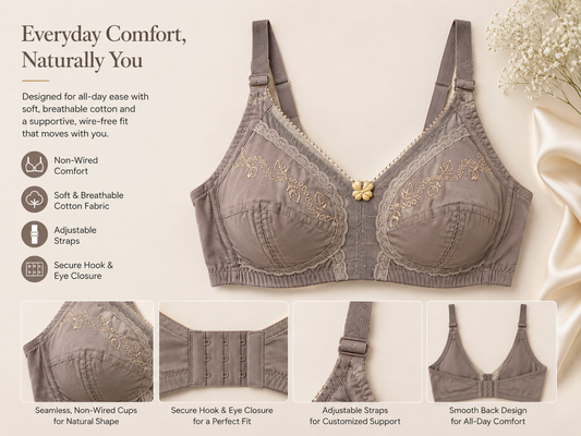 Everyday Comfort Wire-Free Cotton Bra – Soft, Supportive & Breathable