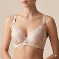 Stylish Off White Lace Padded Bra, Adjustable Fit – C Cup